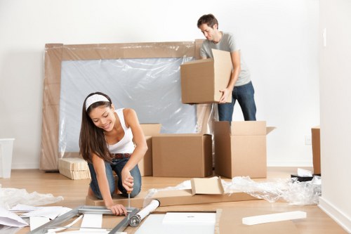 Packed household boxes and furniture ready for storage pricing estimate
