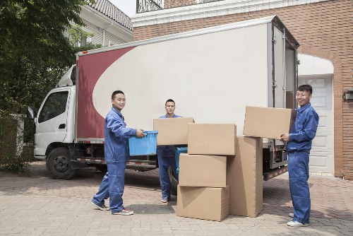 Office removal planning in Isleworth with moving boxes and desks