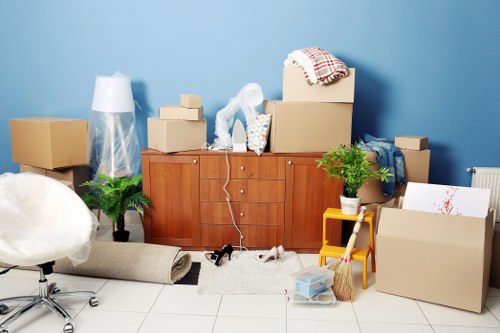 Packing materials and organized boxes used in Isleworth removals
